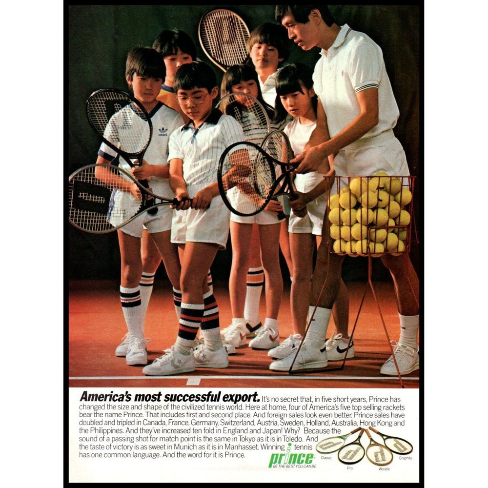 1982 Prince Tennis Equipment Print Ad Pro Teaching Class Kids Wall Art Photo